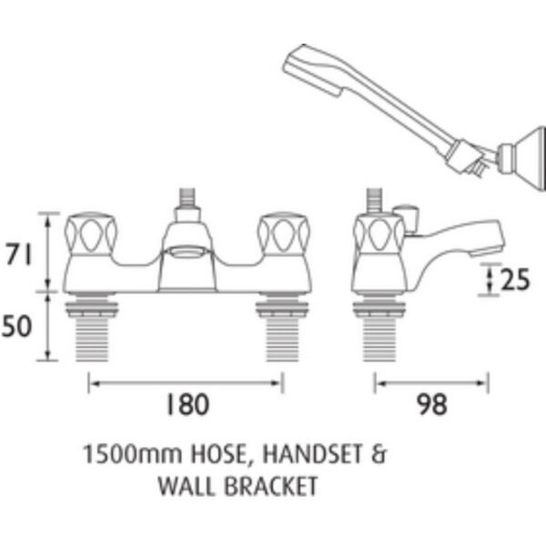 Bristan Club Luxury Bath Shower Mixer Tap - Chrome - Image 2
