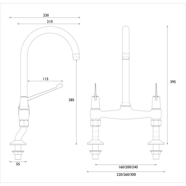Bristan Lever Bridge Sink Mixer Tap With 6In Levers And Ceramic Disc Valves - Chrome - Image 2