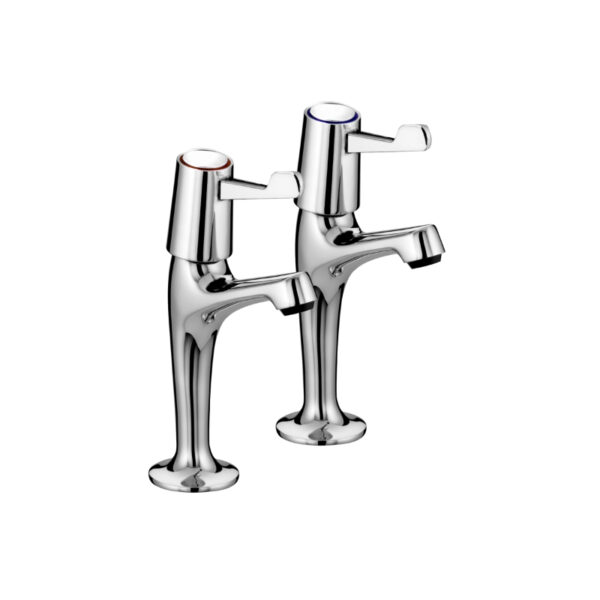 Bristan Lever High Neck Pillar Taps With Ceramic Disc Valves - Chrome