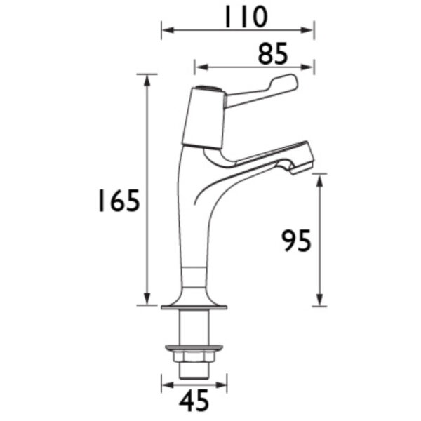 Bristan Lever High Neck Pillar Taps With Ceramic Disc Valves - Chrome - Image 2