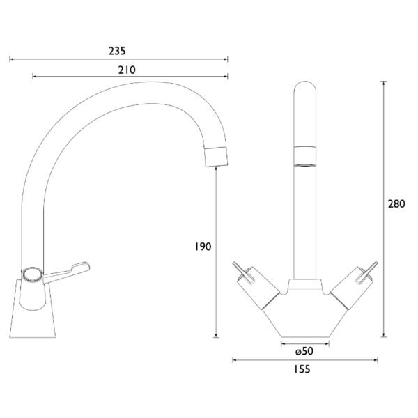 Bristan Lever Monobloc Sink Mixer Tap With Ceramic Disc Valves - Chrome - Image 2