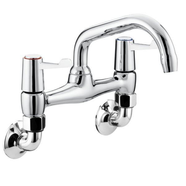 Bristan Lever Wall Mounted Bridge Sink Mixer Tap With Ceramic Disc Valves - Chrome