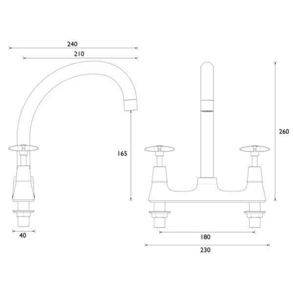 Bristan X Head Deck Sink Mixer Tap - Chrome - Image 2
