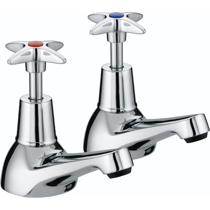 Bristan Crosshead Top Bath Pillar Taps - Chrome