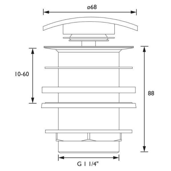 Bristan Square Clicker Basin Waste Unslotted - Chrome - Image 2