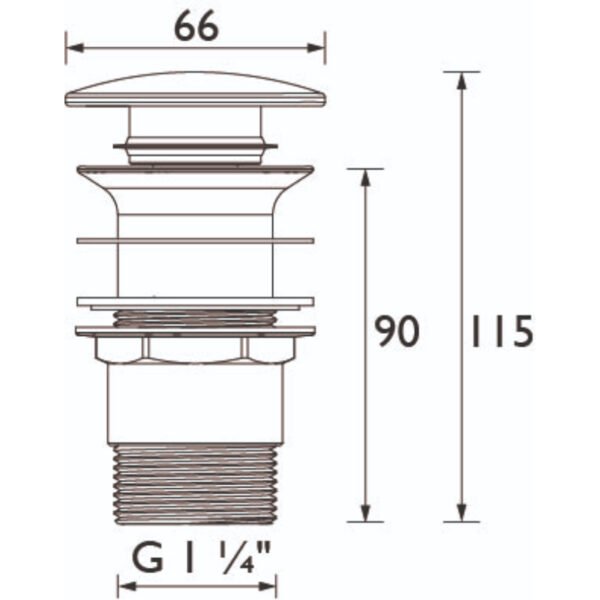 Bristan Basin Clicker Waste Unslotted - Chrome - Image 2