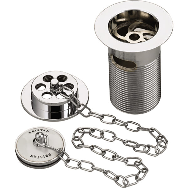 Bristan Trad Bath Waste With Porcelain Plug Slotted - Chrome