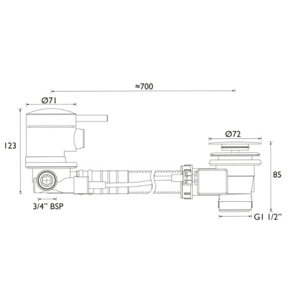 Bristan Bath Filler Tap With Pop Up Waste And Overflow - Chrome - Image 2