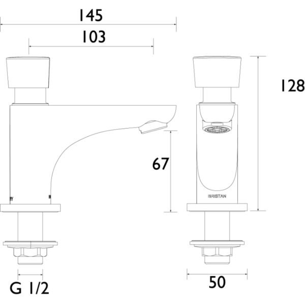Bristan Single Soft Touch Timed Flow Basin Tap - Chrome - Image 2