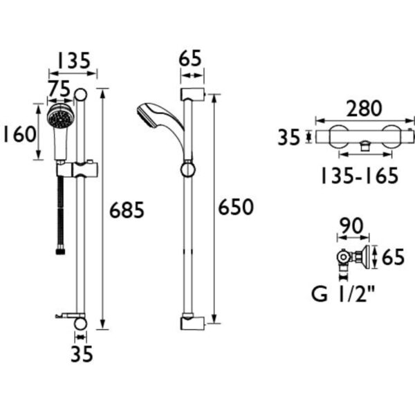 Bristan Zing Safe Cool Touch Bar Shower With Kit - Chrome - Image 2