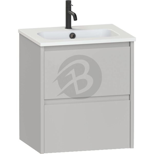 Calypso Selter 2 Drawer Wall Hung Slim Vanity Unit With Idro Cast White Basin – 500mm Wide – 1 TH - Oyster
