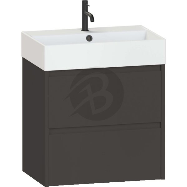 Calypso Selter 2 Drawer Wall Hung Slim Vanity Unit With Memphis Ceramic White Basin – 600mm Wide – 1 TH - Slate