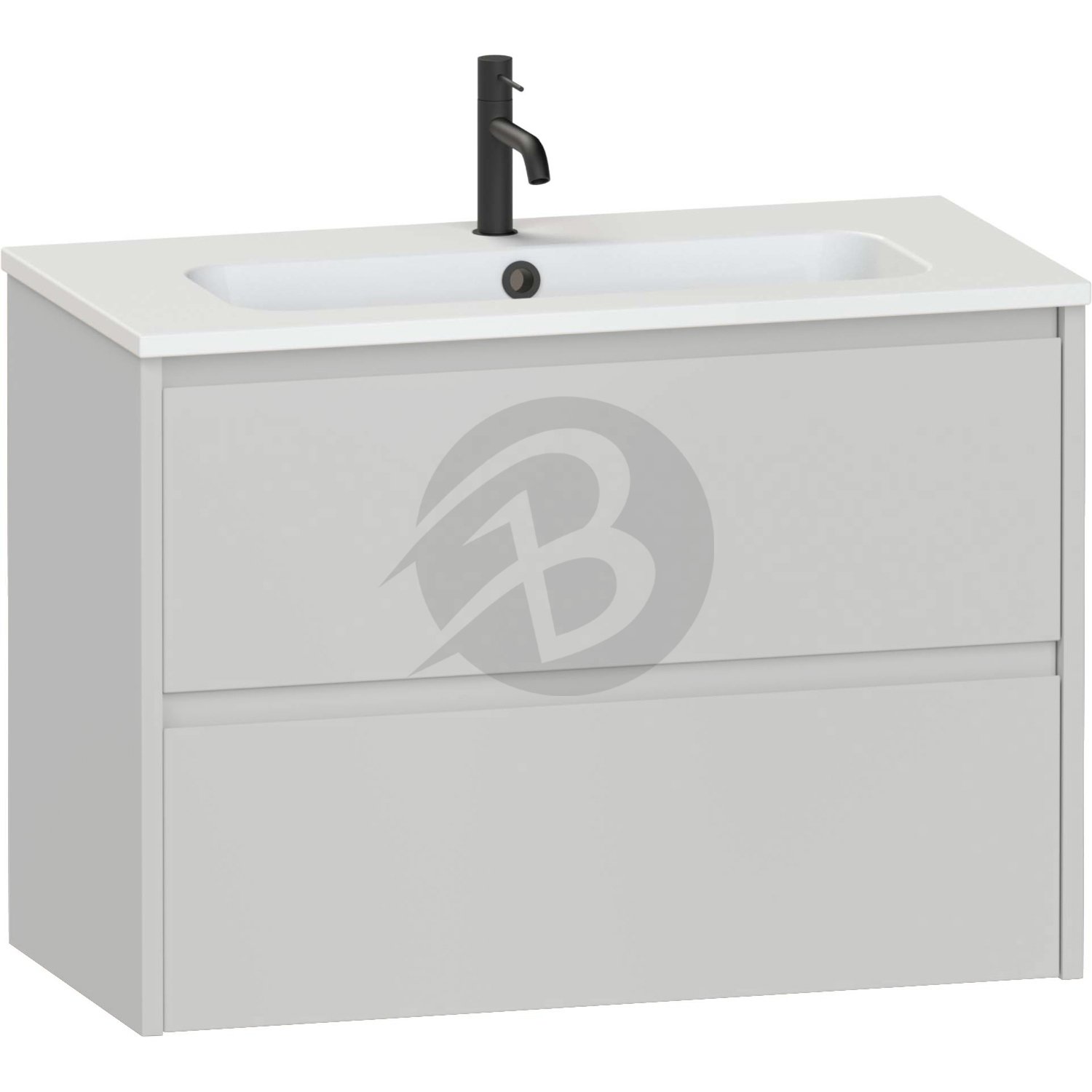 Calypso Selter 2 Drawer Wall Hung Slim Vanity Unit With Idro Cast White Basin – 800mm Wide – 1 TH - Oyster