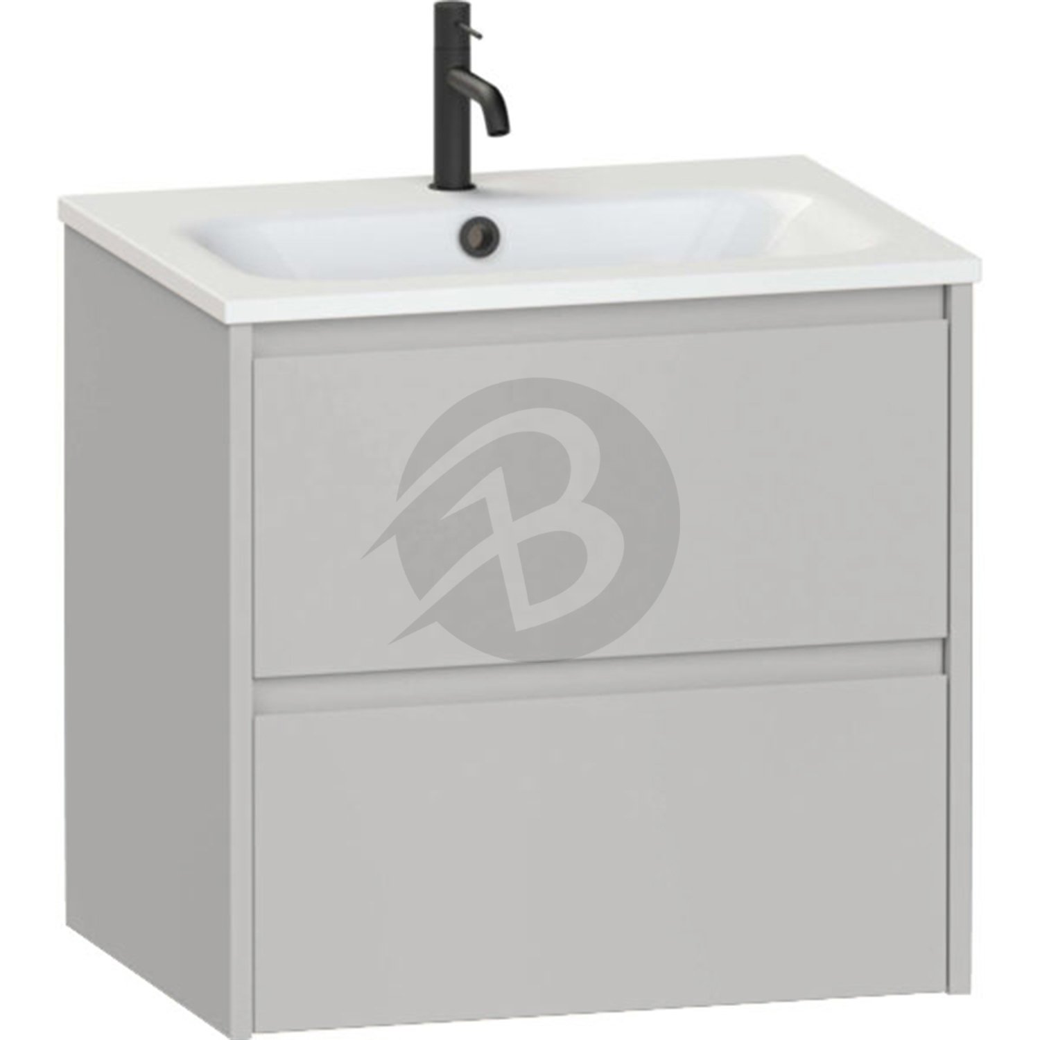 Calypso Selter 2 Drawer Wall Hung Vanity Unit With Serrenti Ceramic White Basin – 600mm Wide – 1 TH - Oyster