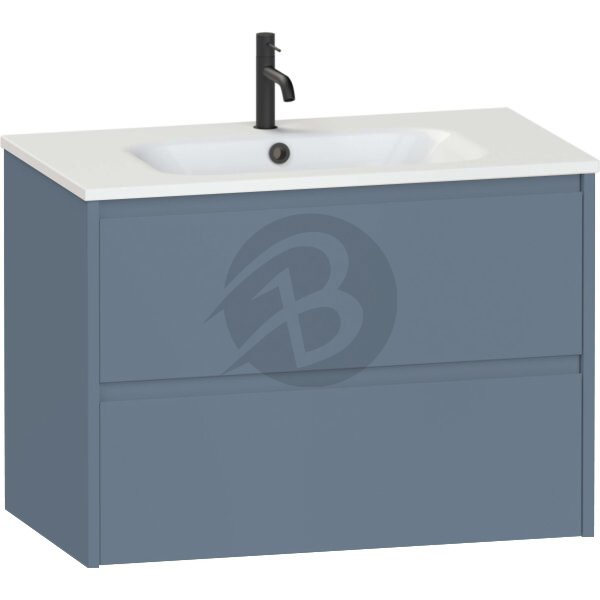 Calypso Selter 2 Drawer Wall Hung Vanity Unit With Orani Cast Gloss White Basin – 800mm Wide – 1 TH - Lagoon Mist