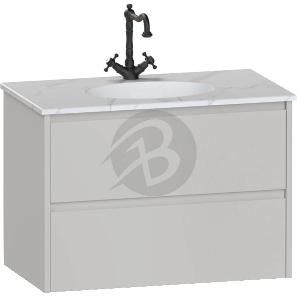 Calypso Selter 2 Drawer Wall Hung Vanity Unit With Calypstone Aura Cirrus White Basin – 800mm Wide – 1 TH - Oyster