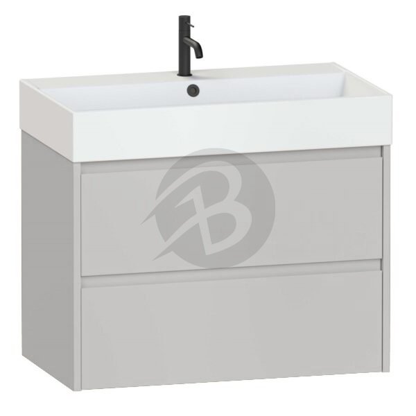 Calypso Selter 2 Drawer Wall Hung Vanity Unit With Memphis Ceramic White Basin – 800mm Wide – 1 TH - Oyster