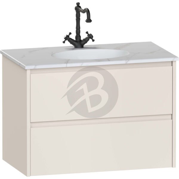 Calypso Selter 2 Drawer Wall Hung Vanity Unit With Calypstone Aura Cirrus White Basin – 800mm Wide – 1 TH - Portland Stone