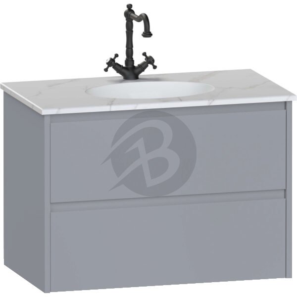 Calypso Selter 2 Drawer Wall Hung Vanity Unit With Calypstone Aura Cirrus White Basin – 800mm Wide – 1 TH - Shale