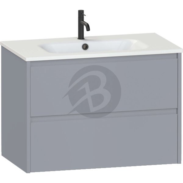 Calypso Selter 2 Drawer Wall Hung Vanity Unit With Orani Cast Gloss White Basin – 800mm Wide – 1 TH - Shale