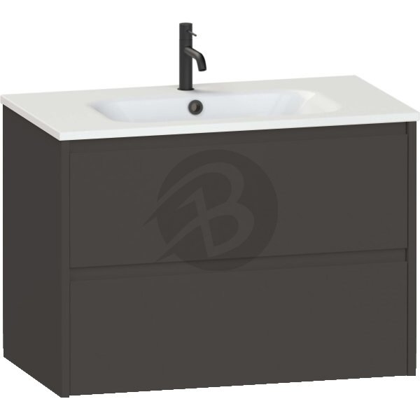 Calypso Selter 2 Drawer Wall Hung Vanity Unit With Orani Cast Gloss White Basin – 800mm Wide – 1 TH - Slate
