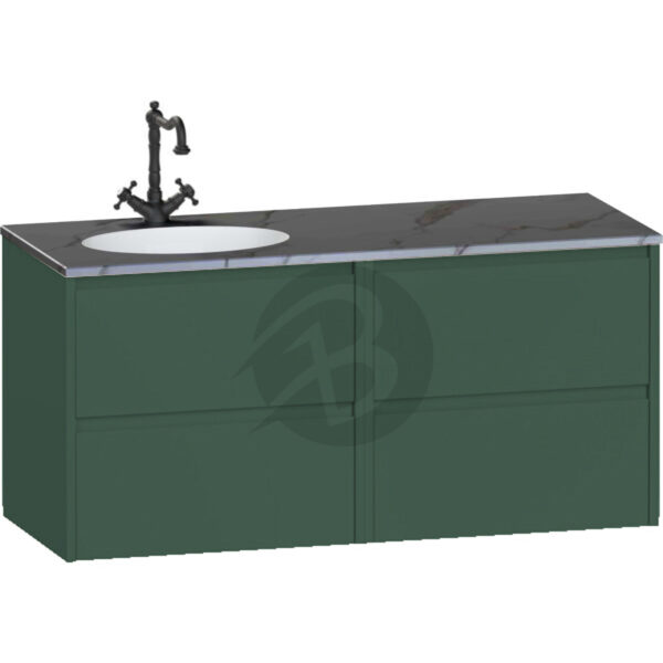 Calypso Selter 4 Drawer Wall Hung Vanity Unit With Calypstone Aura Storm Grey Basin - 1200mm Wide - 1 TH - LH