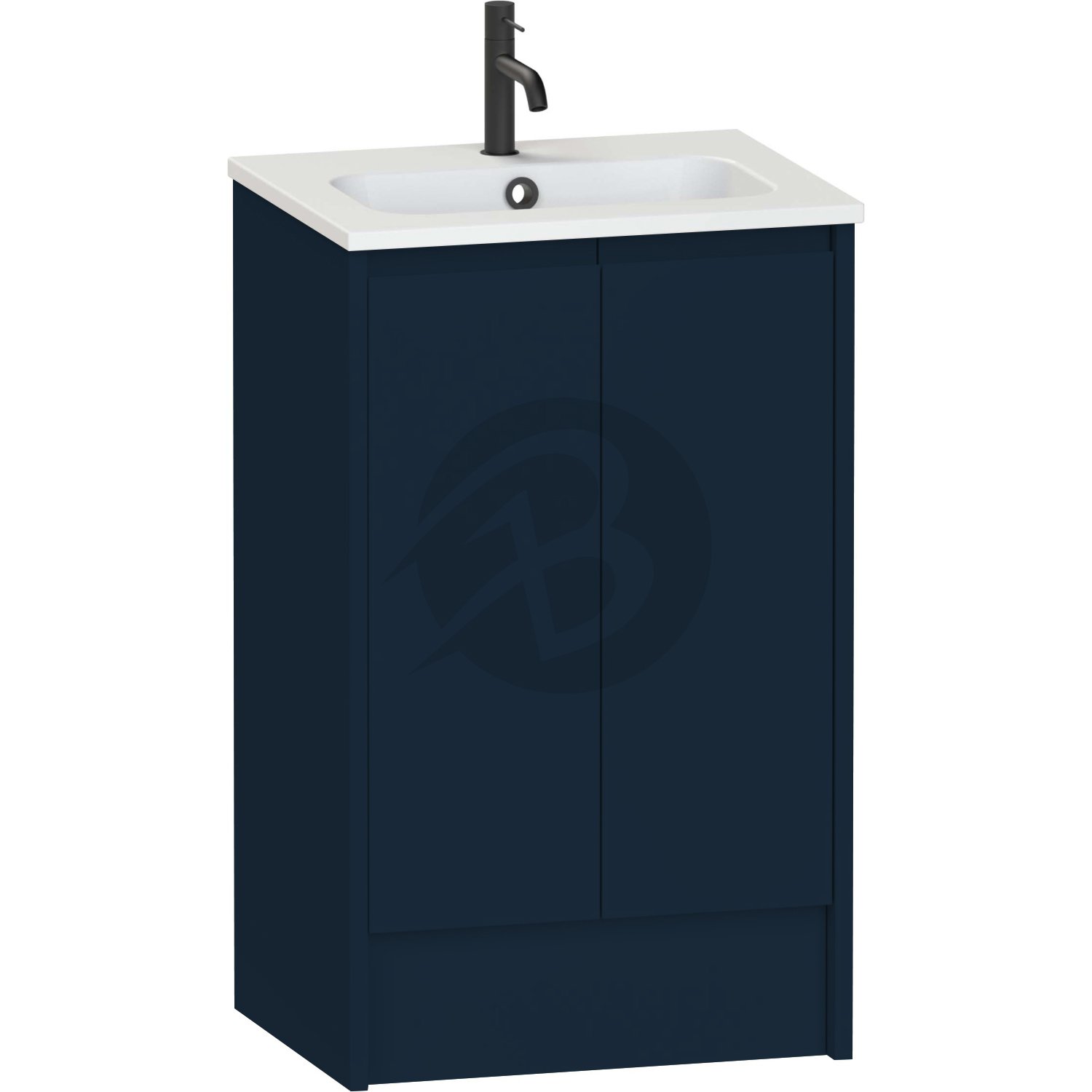 Calypso Selter 2 Door Floor Standing Vanity Unit With Idro Cast White Basin – 600mm Wide – 1 TH - Maritime Blue