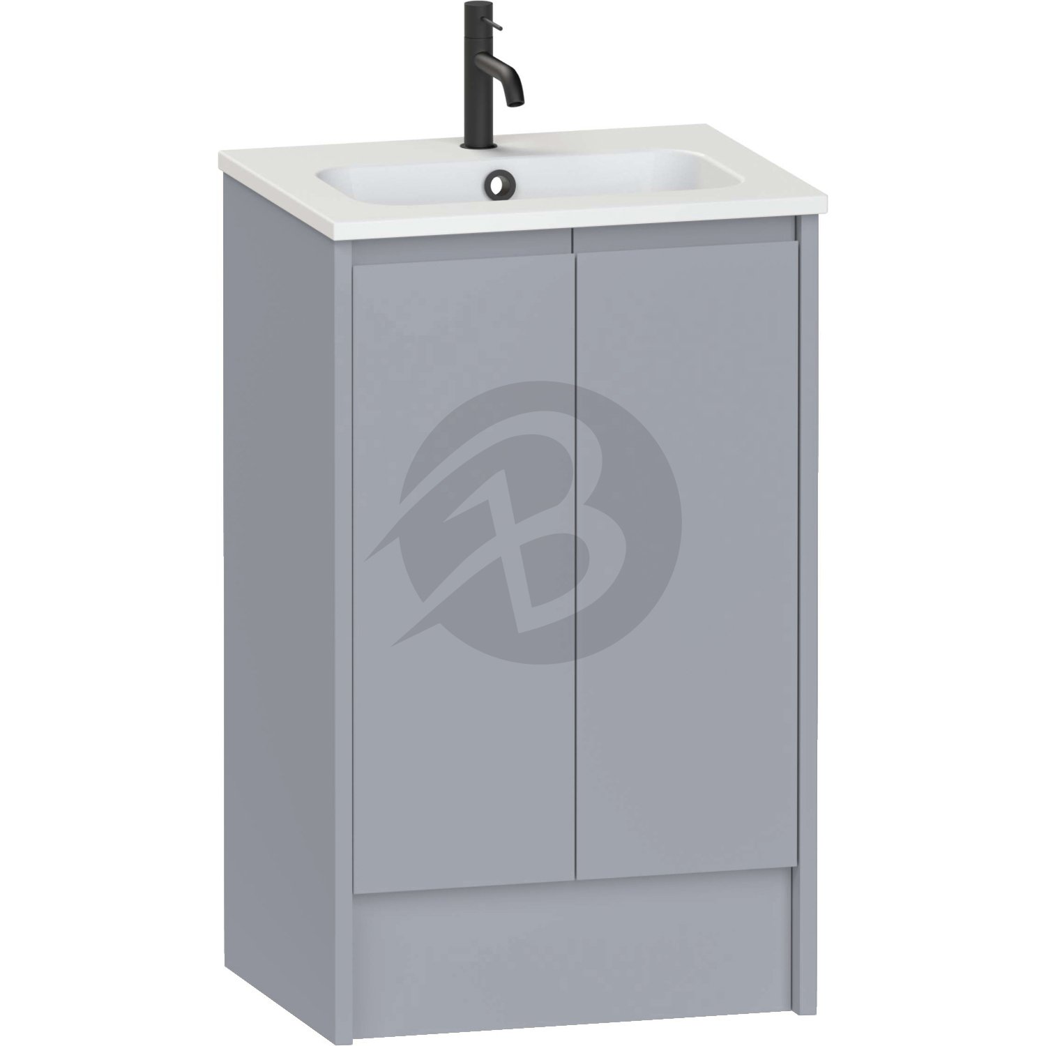 Calypso Selter 2 Door Floor Standing Vanity Unit With Idro Cast White Basin – 600mm Wide – 1 TH - Shale