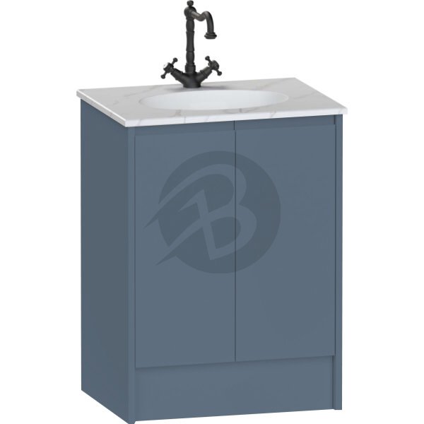 Calypso Selter 2 Door Floor Standing Vanity Unit With Calypstone Aura Cirrus White Basin – 600mm Wide – 1 TH - Lagoon Mist