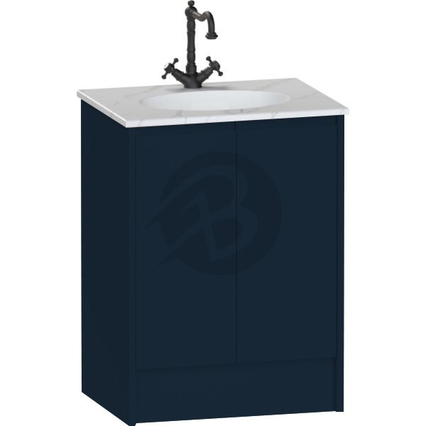 Calypso Selter 2 Door Floor Standing Vanity Unit With Calypstone Aura Cirrus White Basin – 600mm Wide – 1 TH - Maritime Blue