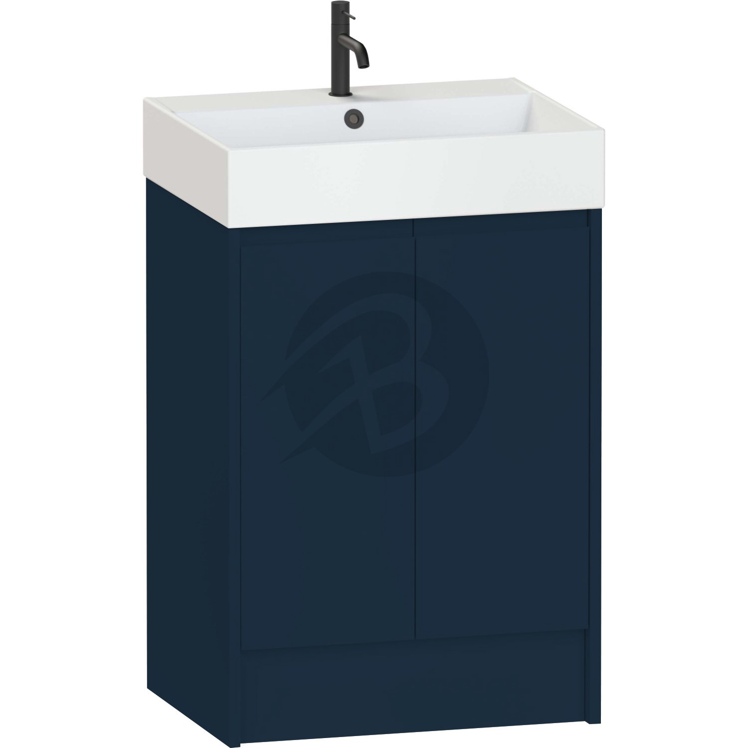 Calypso Selter 2 Door Floor Standing Vanity Unit With Memphis Ceramic White Basin – 600mm Wide – 1 TH - Maritime Blue