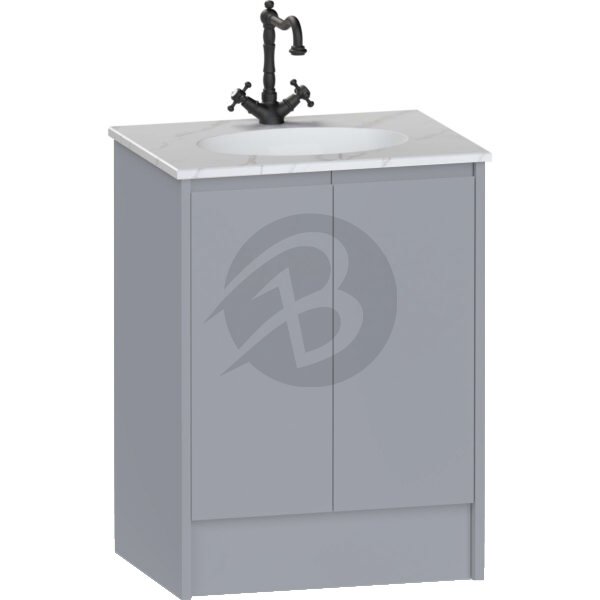 Calypso Selter 2 Door Floor Standing Vanity Unit With Calypstone Aura Cirrus White Basin – 600mm Wide – 1 TH - Shale