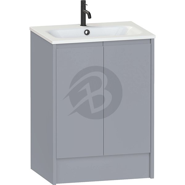 Calypso Selter 2 Door Floor Standing Vanity Unit With Serrenti Ceramic White Basin – 600mm Wide – 1 TH - Shale