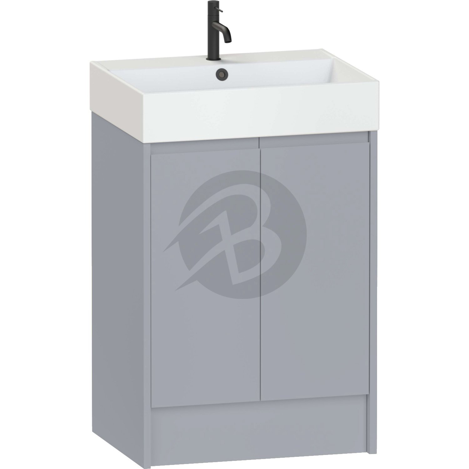 Calypso Selter 2 Door Floor Standing Vanity Unit With Memphis Ceramic White Basin – 600mm Wide – 1 TH - Shale