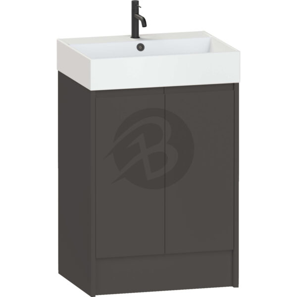 Calypso Selter 2 Door Floor Standing Vanity Unit With Memphis Ceramic White Basin - 600mm Wide - 1 TH