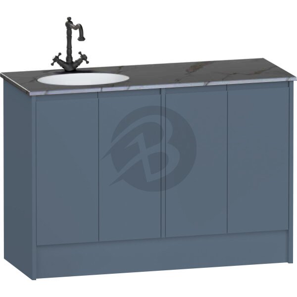 Calypso Selter 4 Door Floor Standing Vanity Unit With Calypstone Aura Storm Grey Basin – 1200mm Wide – 1 TH – LH - Lagoon Mist