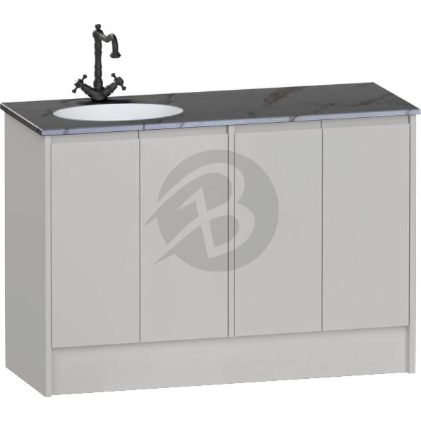 Calypso Selter 4 Door Floor Standing Vanity Unit With Calypstone Aura Storm Grey Basin – 1200mm Wide – 1 TH – LH - Oyster
