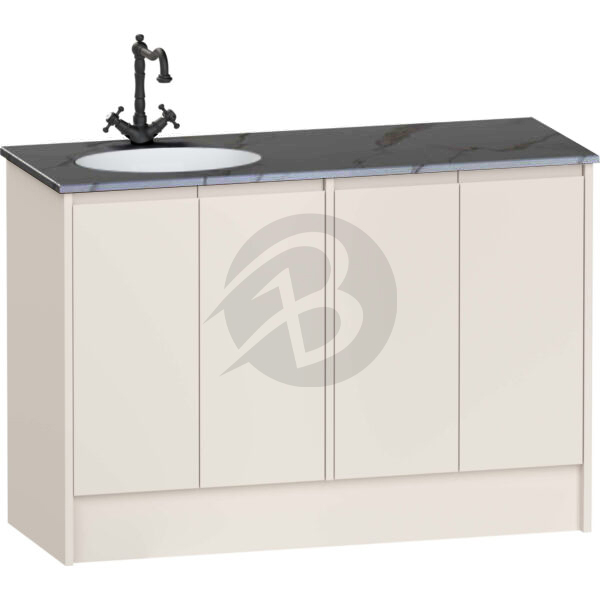 Calypso Selter 4 Door Floor Standing Vanity Unit With Calypstone Aura Storm Grey Basin – 1200mm Wide – 1 TH – LH - Portland Stone