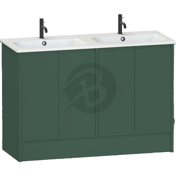 Calypso Selter 4 Door Floor Standing Vanity Unit With Orani Cast Gloss White Double Basin – 1200mm Wide – 1 TH - Spruce