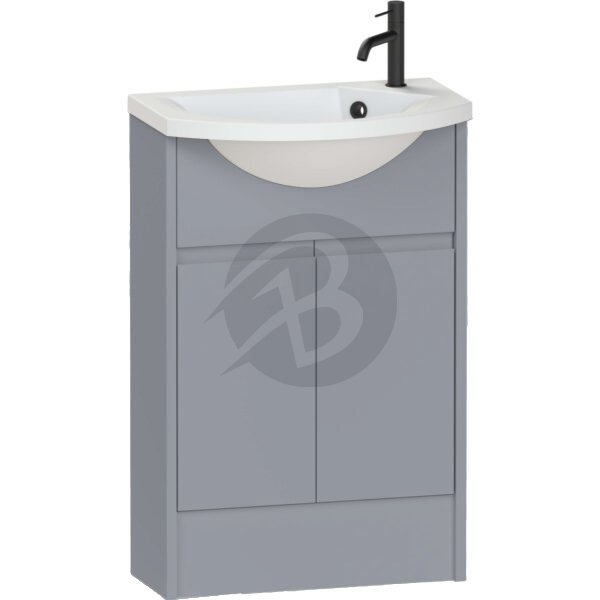 Calypso Selter 2 Door Floor Standing Slim Vanity Unit With ART Cast Marble White Basin – 550mm Wide – 1 TH – RH - Shale