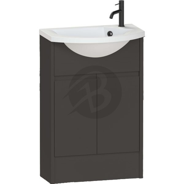 Calypso Selter 2 Door Floor Standing Slim Vanity Unit With ART Cast Marble White Basin – 550mm Wide – 1 TH – RH - Slate