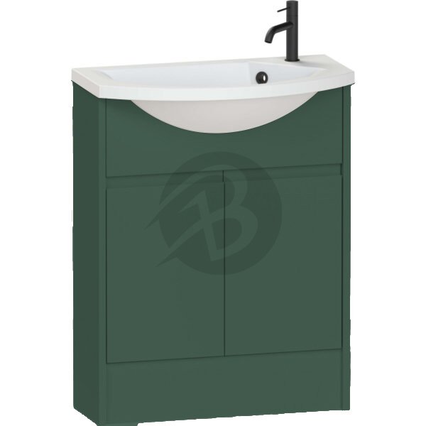 Calypso Selter 2 Door Floor Standing Slim Vanity Unit With ART Cast Marble White Basin – 650mm Wide – 1 TH – RH - Spruce