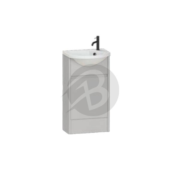 Calypso Selter 1 Door Floor Standing Slim Vanity Unit With ART Cast Marble White Basin – 450mm Wide – 1 TH – RH - Oyster