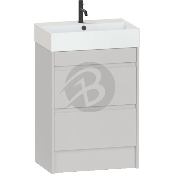 Calypso Selter 2 Drawer Floor Standing Slim Vanity Unit With Memphis Ceramic White Basin – 600mm Wide – 1 TH - Oyster
