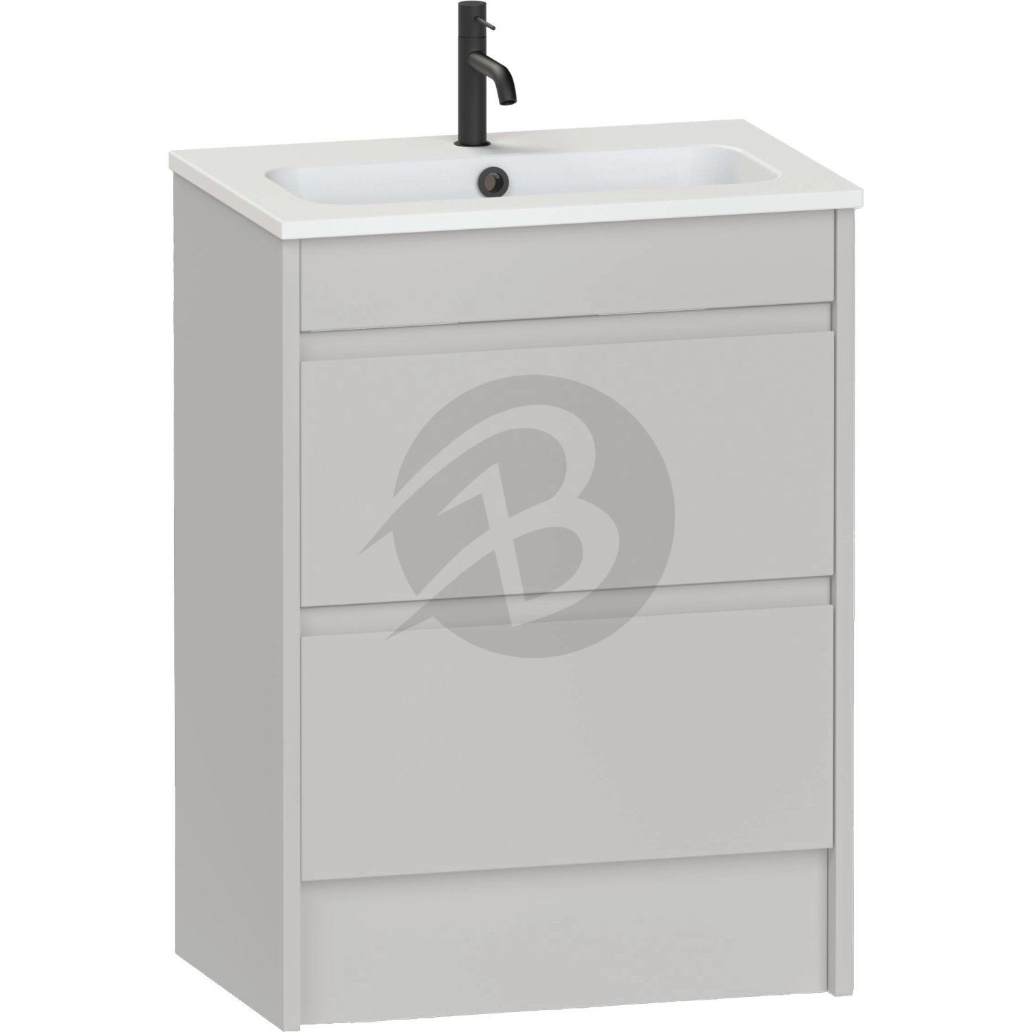 Calypso Selter 2 Drawer Floor Standing Slim Vanity Unit With Chandler Ceramic White Basin – 600mm Wide – 1 TH - Oyster