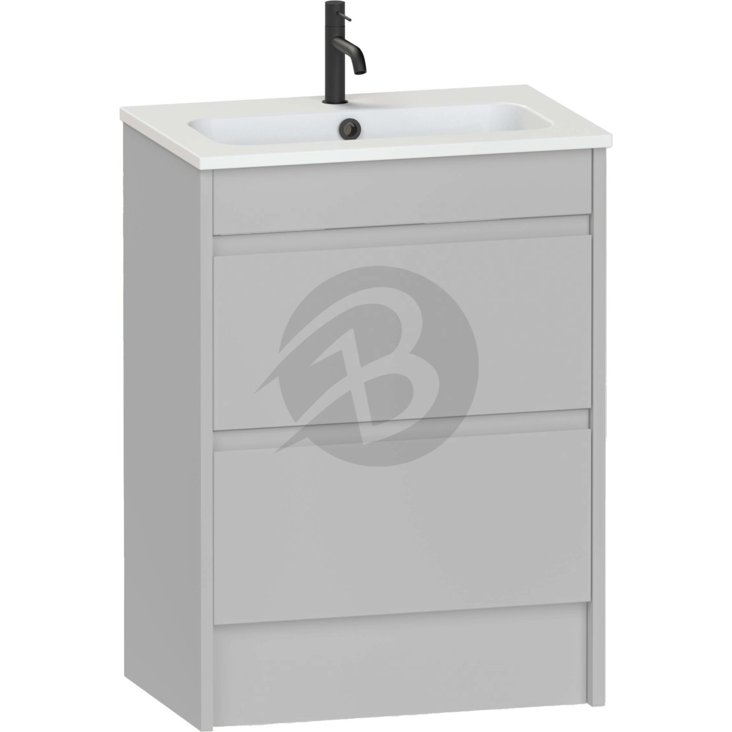 Calypso Selter 2 Drawer Floor Standing Slim Vanity Unit With Chandler Ceramic White Basin – 600mm Wide – 1 TH - Pearl