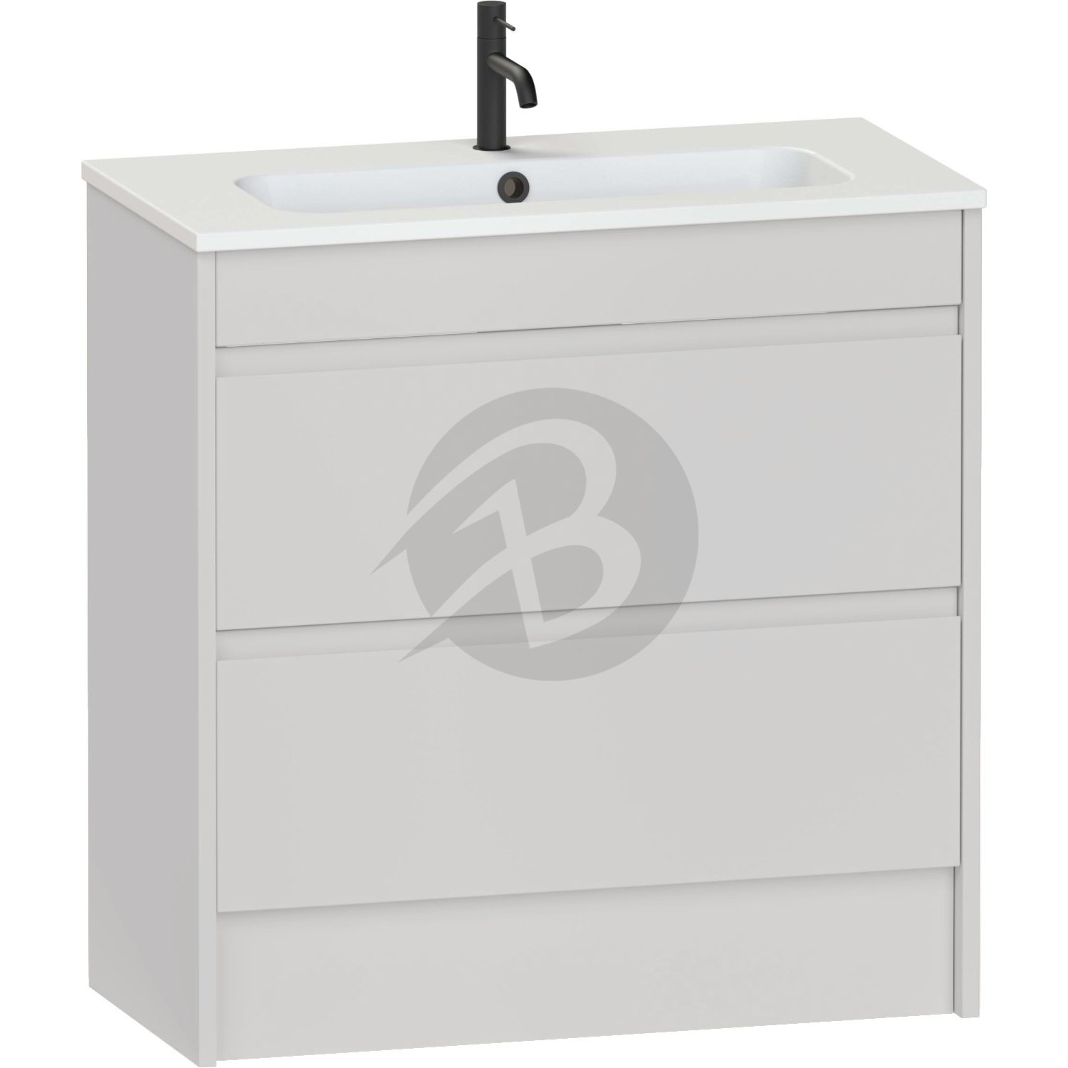Calypso Selter 2 Drawer Floor Standing Slim Vanity Unit With Idro Cast  White Basin – 800mm Wide – 1 TH - Oyster