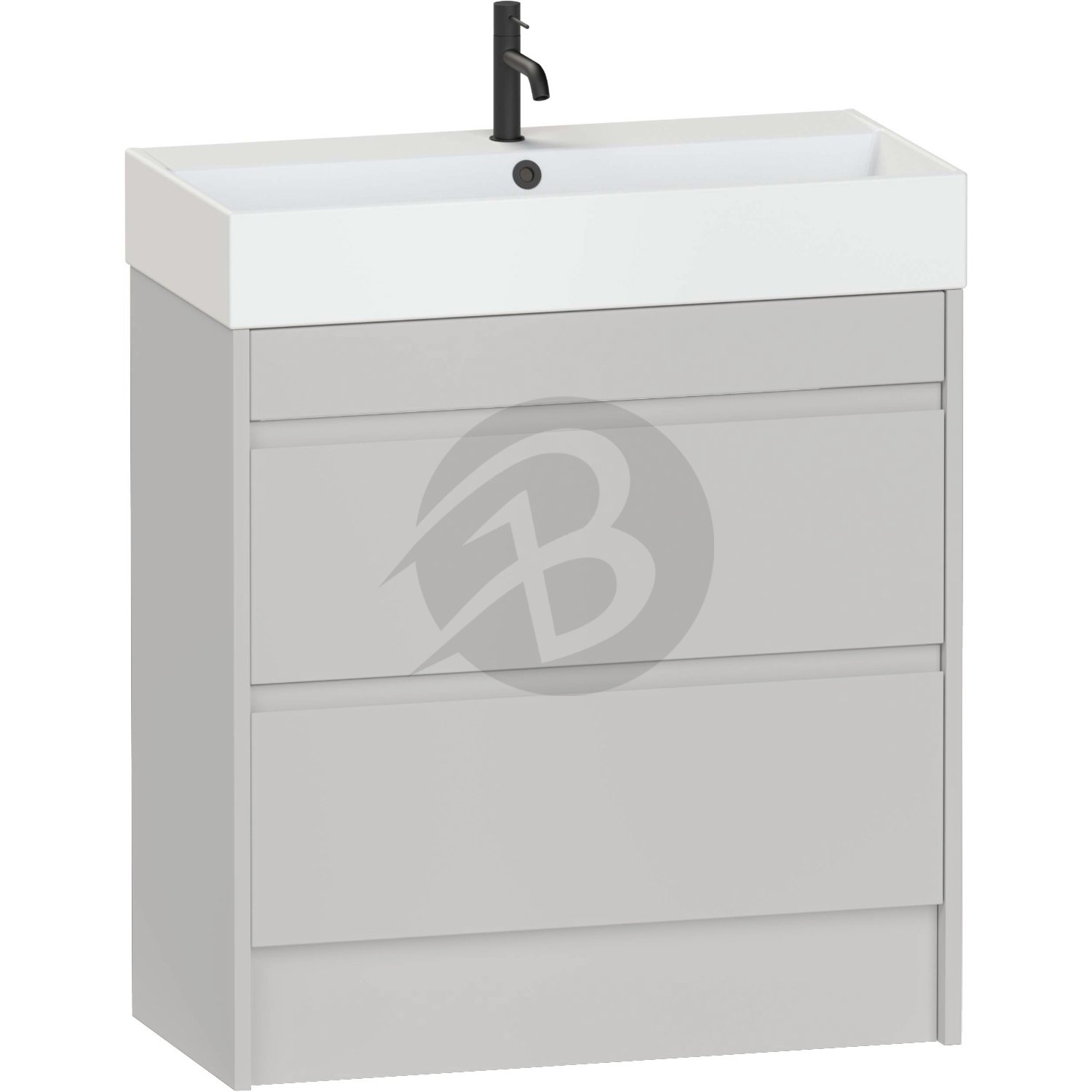 Calypso Selter 2 Drawer Floor Standing Slim Vanity Unit With Memphis Ceramic White Basin – 800mm Wide – 1 TH - Oyster