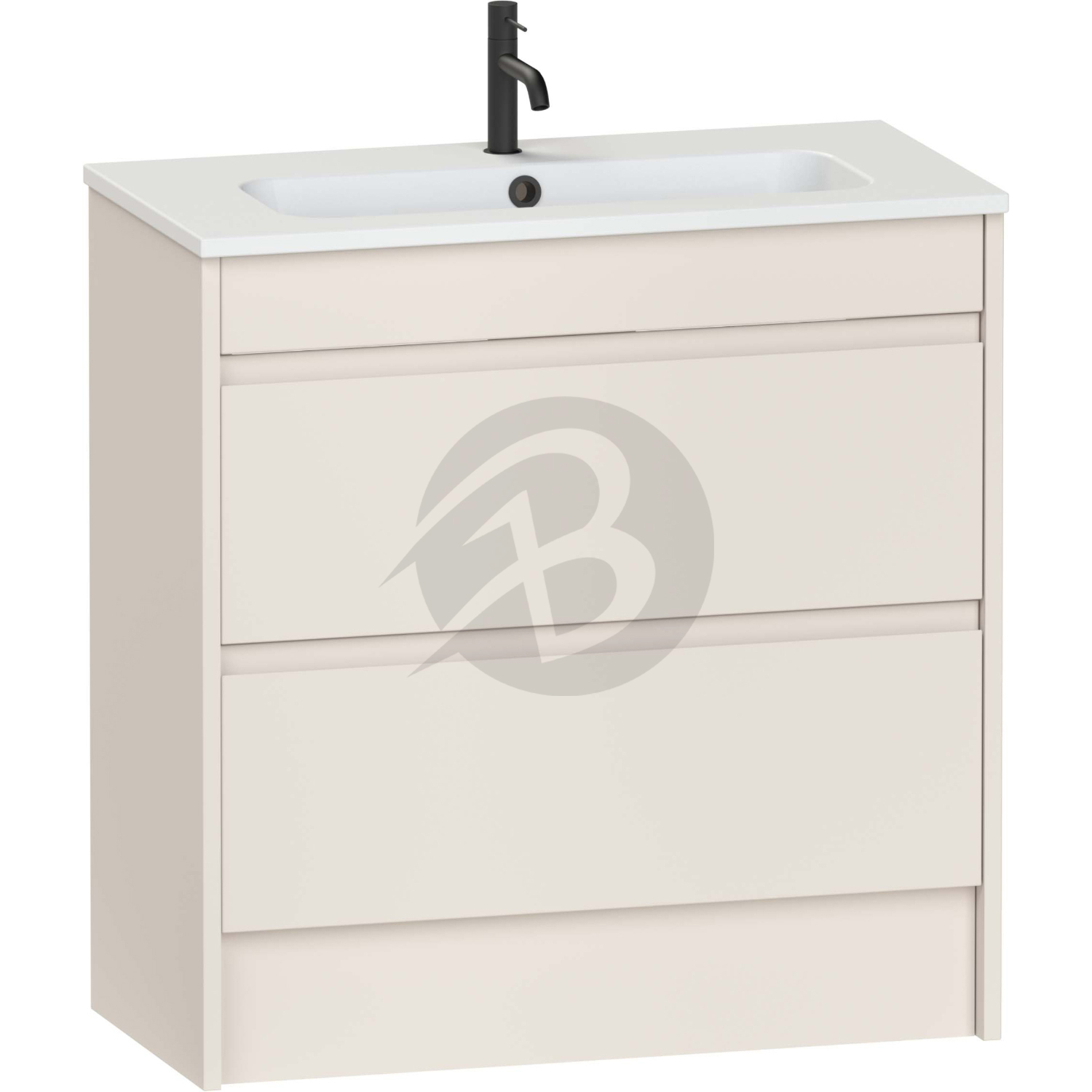 Calypso Selter 2 Drawer Floor Standing Slim Vanity Unit With Chandler Ceramic White Basin – 800mm Wide – 1 TH - Portland Stone