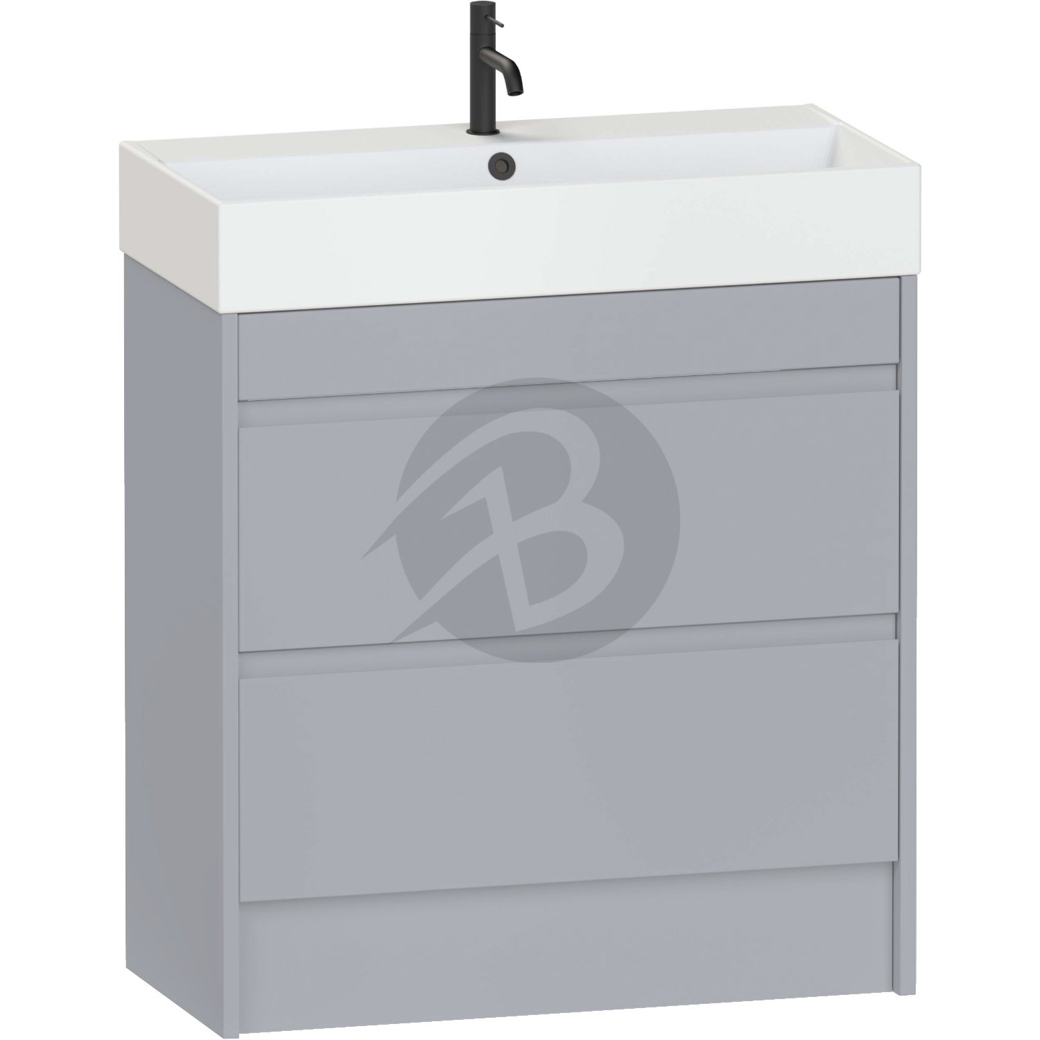 Calypso Selter 2 Drawer Floor Standing Slim Vanity Unit With Memphis Ceramic White Basin – 800mm Wide – 1 TH - Shale